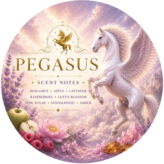 Pegasus - Charming Cheshires, Bergamot, Apple, Lavender Petals, Raspberries, Lotus Blossom, Pink Sugar, Sandalwood, Amber