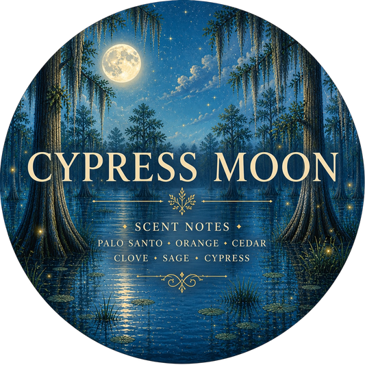 Cypress Moon - Charming Cheshires, Palo Santo, Orange, Cedar, Clove, Sage, Cypress
