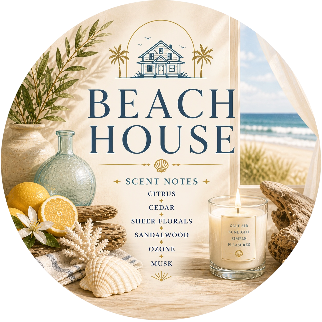 Beach house - Charming Cheshires, Citrus, Cedar, Sheer Florals, Sandalwood, Ozone, Musk