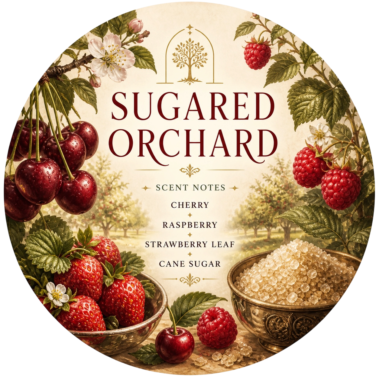 Sugared Orchard - Charming Cheshires, Cherry, Raspberry, Strawberry Leaf, Cane Sugar