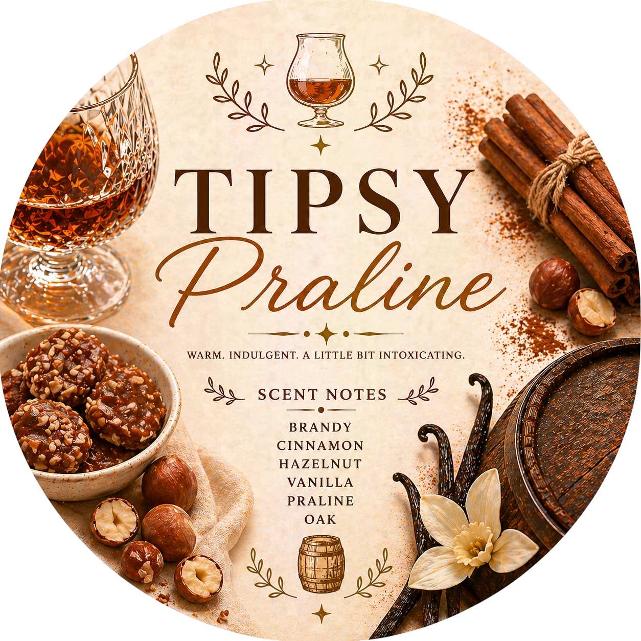 Tipsy Praline - Charming Cheshires, Brandy, Cinnamon, Hazelnut, Vanilla, Praline, Oak