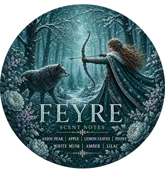 Feyre: Huntress Bloom - Charming Cheshires, Anjou Pear, Apple, Lemon Leaves, Peony, White Musk, Amber, lilac, acotar