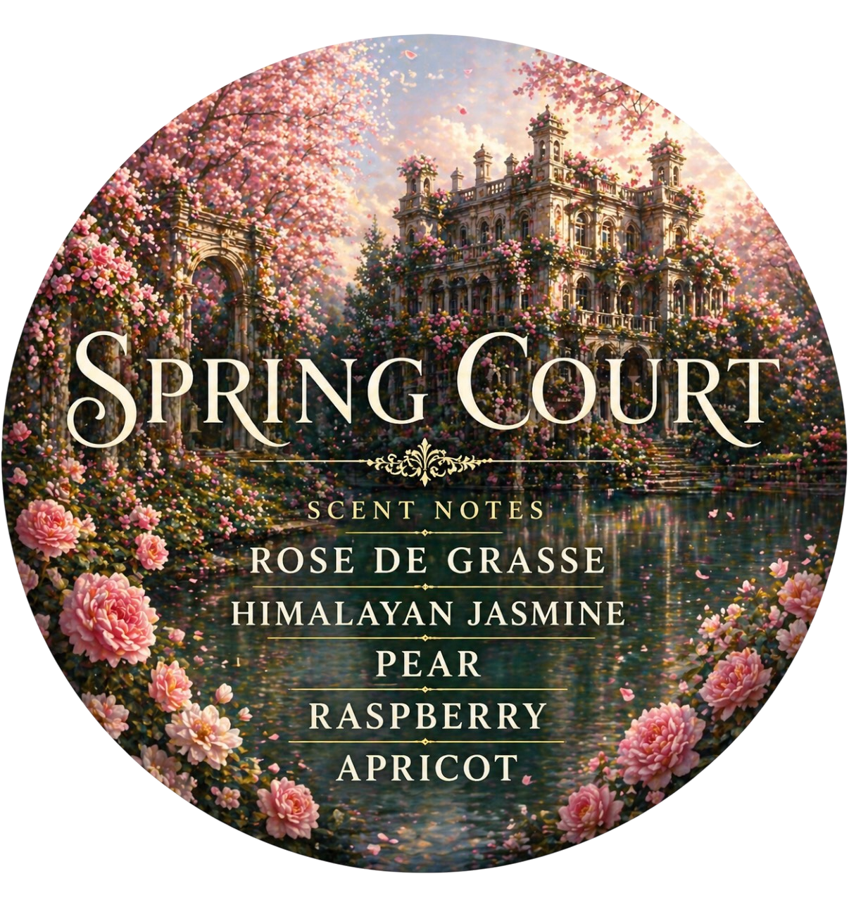 Spring Court: Beneath the Bloom - Charming Cheshires, Rose de Grasse, Himalayan Jasmine, Pear, Raspberry, Apricot, acotar