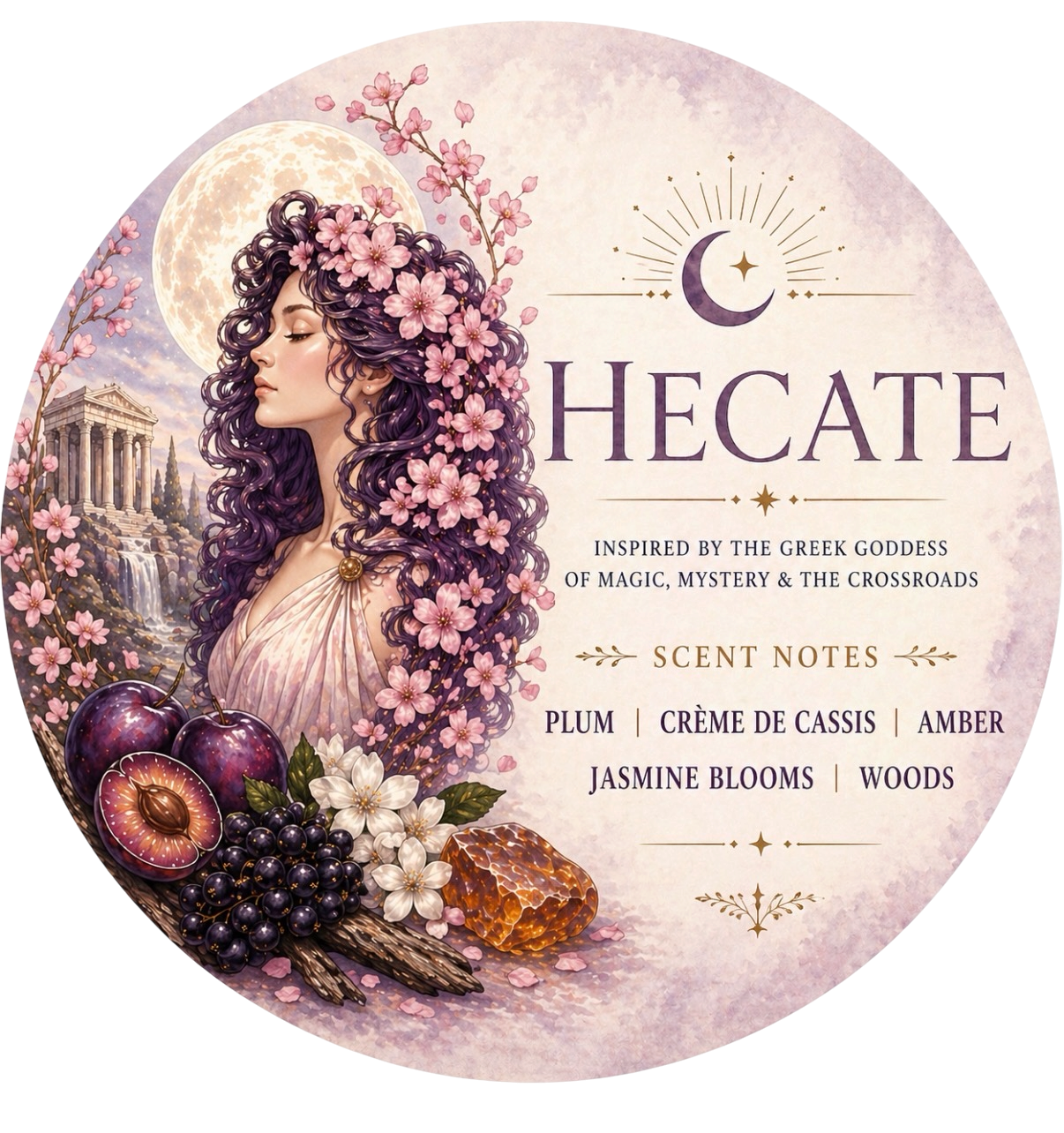 Hecate - Charming Cheshires, plum, creme de cassis, amber, jasmine blooms, woods