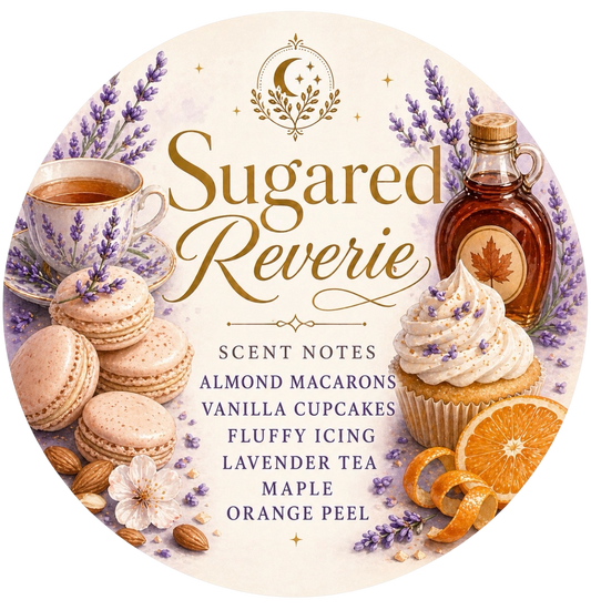 Sugared Reverie - Charming Cheshires, almond macarons, vanilla cupcakes, fluffy icing, lavender tea, maple, orange peel