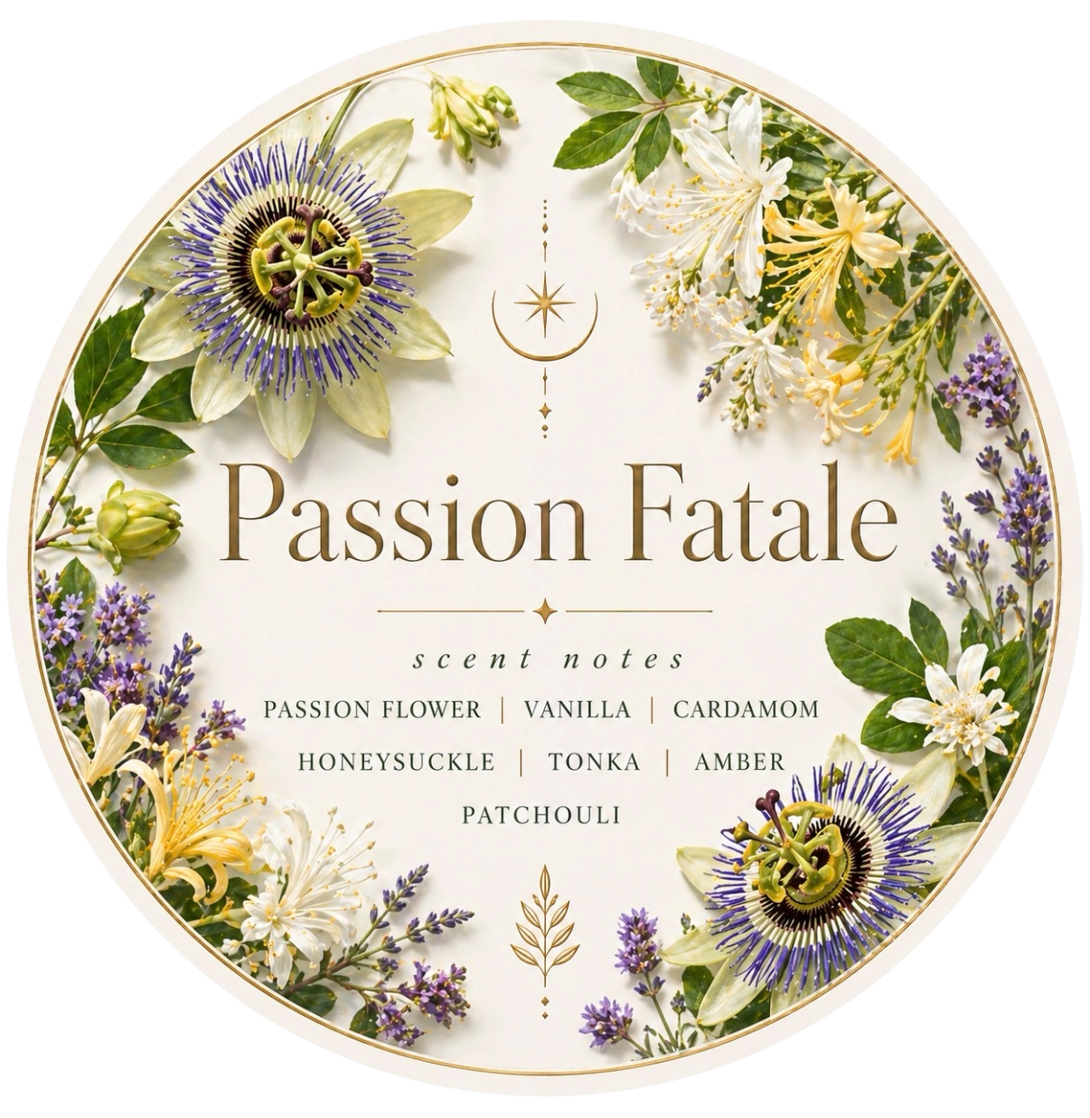 Passion Fatale - Charming Cheshire, Passion Flower, Vanilla, Cardamom, Honeysuckle, Tonka, Amber, Patchouli