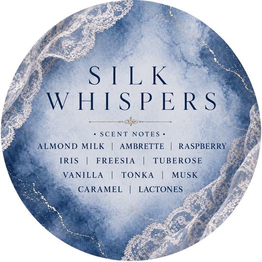 Silk Whispers - Charming Cheshires, Almond Milk, Ambrette, Raspberry, Iris, Freesia, Tuberose, Vanilla, Tonka, Musk, Caramel, Lactones
